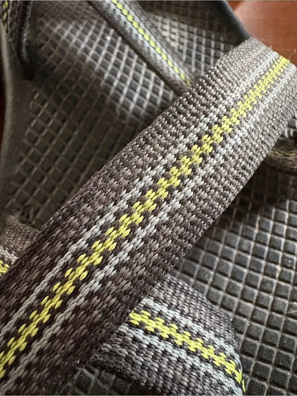 Chaco Men's Gray Sandals with Yellow Stripe